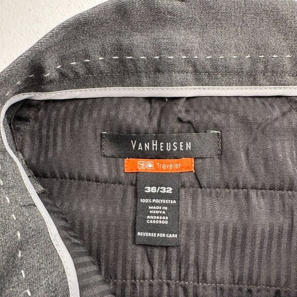 Van Heusen Traveler Mens Charcoal Gray Dress Pants 36x32 Office Wrinkle free - Picture 2 of 7